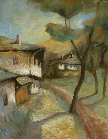 Painting titled "View from Bojentsi…" by Georgi Veniaminov, Original Artwork, Oil