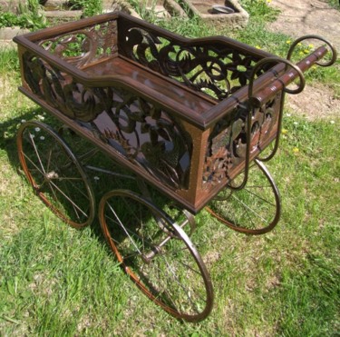 Sculpture titled "Wheelbarrow" by Georgi Veniaminov, Original Artwork, Wood