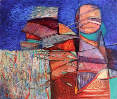Painting titled "Composition / 52x44…" by Georgi Veniaminov, Original Artwork, Oil