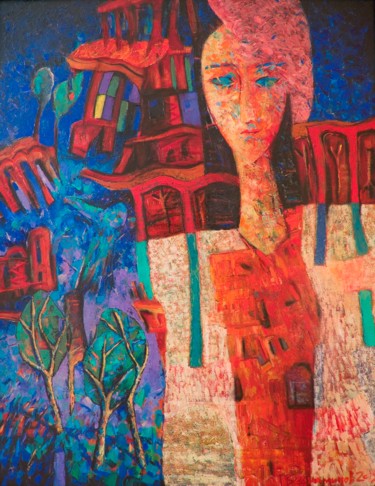 Painting titled "Semiramida's pink h…" by Georgi Veniaminov, Original Artwork, Oil