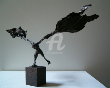 Sculpture intitulée "l'hélifeuilleptère" par Michael Dumont, Œuvre d'art originale, Métaux