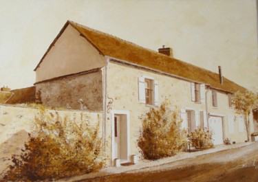 Painting titled "MAISON EN VILLE HAU…" by Stephanie Ledroit, Original Artwork, Acrylic