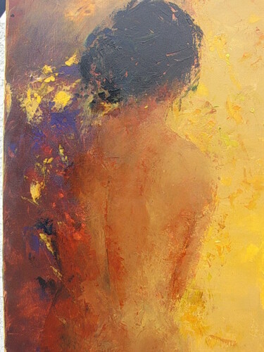Painting titled "nu ocre" by Eve Hernandez, Original Artwork, Acrylic