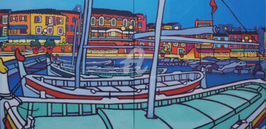Painting titled "Port de Cassis, hab…" by Gwendoline Pieters, Original Artwork, Oil
