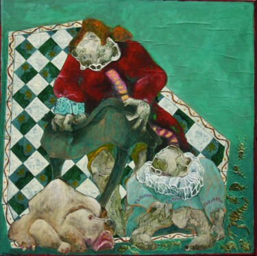 Peinture intitulée "1-promenade-1-60x60" par Jean Francois Bottollier, Œuvre d'art originale, Acrylique