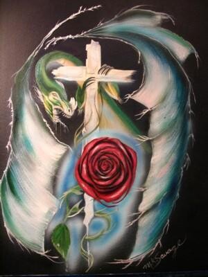 Painting titled "Drango" by Mildred Savage, Original Artwork