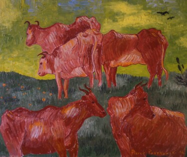 绘画 标题为“Les vaches de Van G…” 由Pierre Paszkowski, 原创艺术品, 油