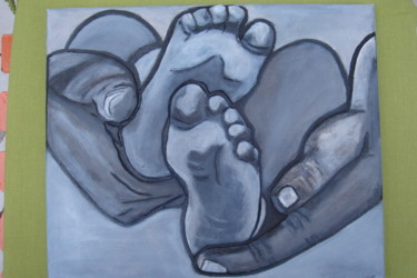 Schilderij getiteld "petit petons 2" door Brigitte Bodo, Origineel Kunstwerk, Olie