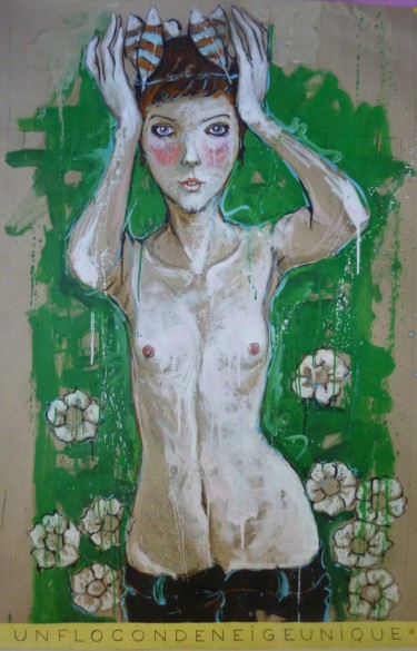 Peinture intitulée "un flocon de neige…" par Catherine Cornec, Œuvre d'art originale, Autre