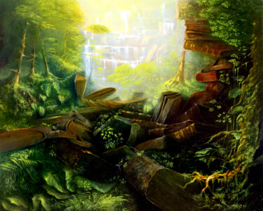 Peinture intitulée "Clairière de mots" par Jean-Noël Riou, Œuvre d'art originale, Huile