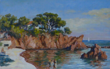 Peinture intitulée "calanque des Anglais" par Jean-François Grébert, Œuvre d'art originale, Huile