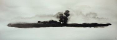 Peinture intitulée "Les terres de vent…" par Clau Redier-Clément, Œuvre d'art originale, Encre