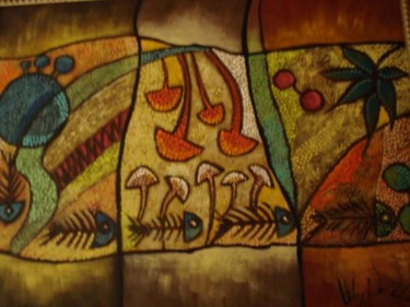 Painting titled "Procreación Ocre" by Lily Valdés, Original Artwork