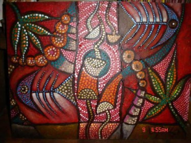 Painting titled "Reproducción rojo" by Lily Valdés, Original Artwork