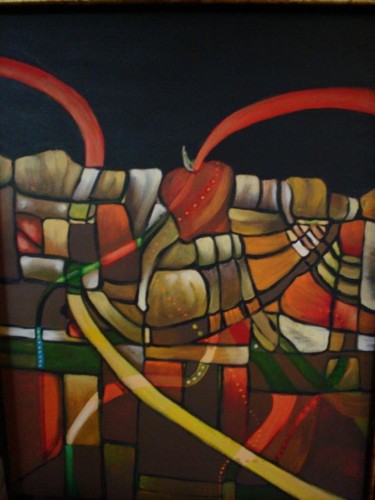 Painting titled "Escarpas en Ocre" by Lily Valdés, Original Artwork