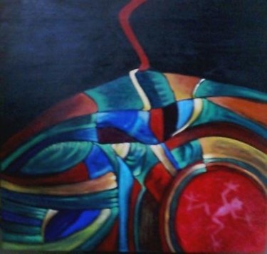 Painting titled "Escarpas con rana" by Lily Valdés, Original Artwork