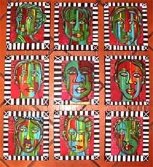 Painting titled "9 reencarnaciones" by Lily Valdés, Original Artwork