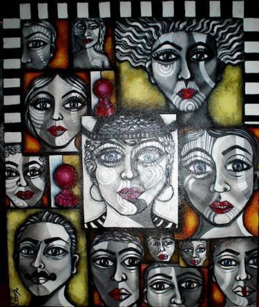 Painting titled "13 reencarnaciones" by Lily Valdés, Original Artwork
