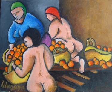 Peinture intitulée "Les transbordeuses…" par Marc Walencik, Œuvre d'art originale, Huile