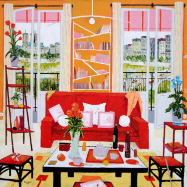 Peinture intitulée "Fenêtre entrouverte" par Jean-Pierre Borderie, Œuvre d'art originale, Acrylique