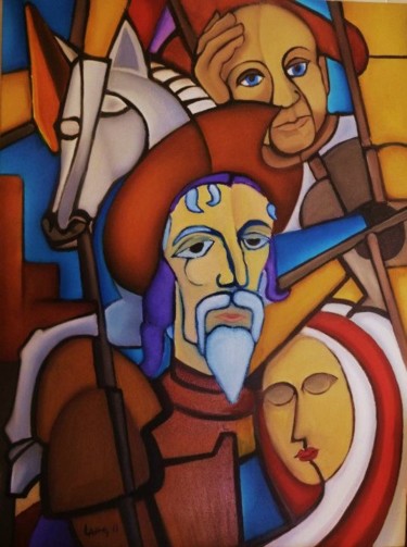 Painting titled "Tilting Windmils" by Peter A. Lang, Original Artwork, Oil