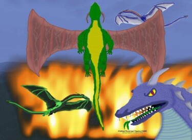「Field of Dragons」というタイトルの絵画 Mike Sextonによって, オリジナルのアートワーク, その他
