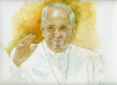 Pittura intitolato "PAPA FRANCESCO IN L…" da Cosimo Amedeo Eliodoro, Opera d'arte originale, Olio