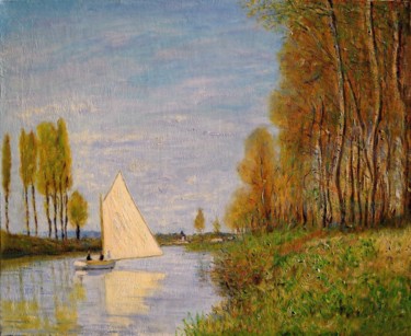 Malerei mit dem Titel "copie d'un Monet, "…" von Dominique Imbert, Original-Kunstwerk, Öl Auf Keilrahmen aus Holz montiert