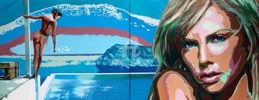 Peinture intitulée "Charlize-theron-la-…" par Jean-Jacques Venturini, Œuvre d'art originale, Huile