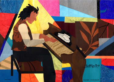 Collages titled "Piano Man" by Everett Spruill, Original Artwork, Collages