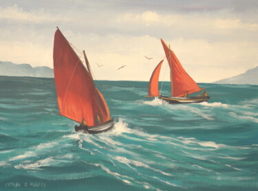 Pintura intitulada "roundstone boats" por Cathal O Malley, Obras de arte originais, Acrílico