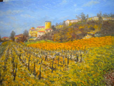 labour et vigne à OINGT (Rhhône)152.jpg Peinture intitulée "labour et vigne à O…" par Alain Fayel, Œuvre d'art originale, Huile