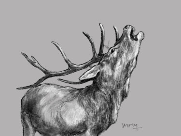 Arts numériques intitulée "Cerf bramant" par Sandrine Wely, Œuvre d'art originale