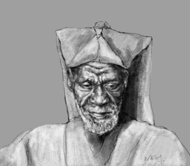 Portrait d'un vieil homme dogon Arts numériques intitulée "Portrait d'un vieil…" par Sandrine Wely, Œuvre d'art originale