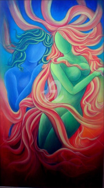 Painting titled "Co existence" by Suddha Sama, Original Artwork, Acrylic Mounted on Wood Stretcher frame