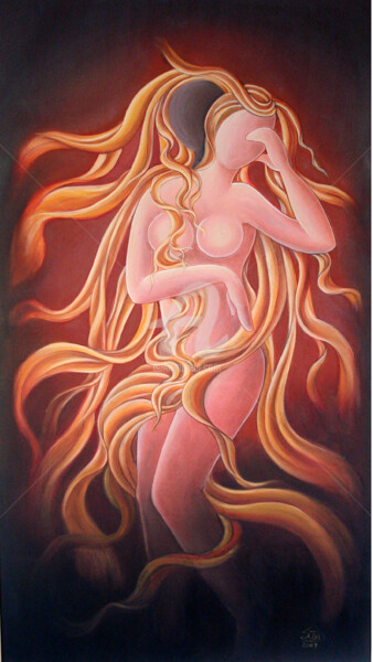 Painting titled "Face Behind Face 1" by Suddha Sama, Original Artwork, Oil Mounted on Wood Stretcher frame
