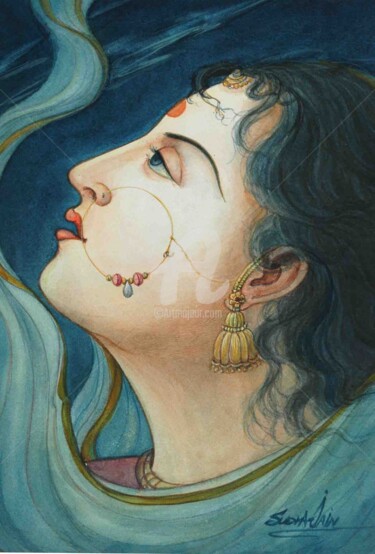 Peinture intitulée "QUESTIONING" par Suddha Sama, Œuvre d'art originale, Aquarelle