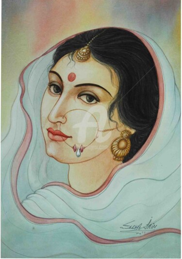Painting titled "1 DREAMING" by Suddha Sama, Original Artwork, Watercolor Mounted on Cardboard