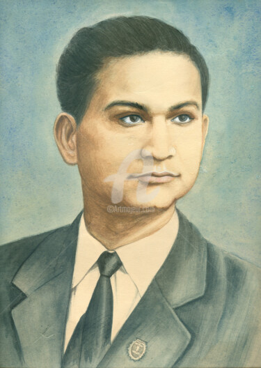 Painting titled "PORTRAIT" by Suddha Sama, Original Artwork, Watercolor