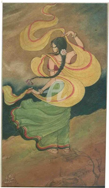 Painting titled "DANCER 1" by Suddha Sama, Original Artwork, Watercolor