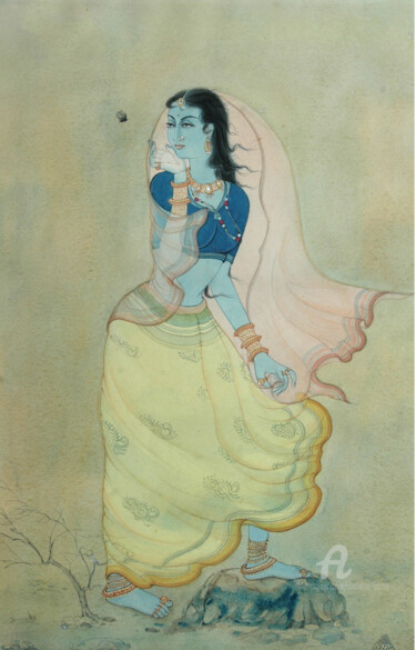 Painting titled "CONVERSATION 1" by Suddha Sama, Original Artwork, Watercolor Mounted on Cardboard
