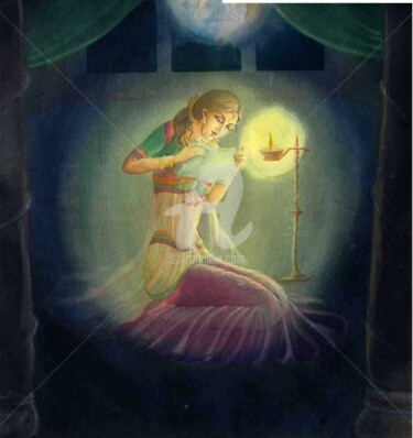 Painting titled "LOVE LETER" by Suddha Sama, Original Artwork, Watercolor Mounted on Cardboard