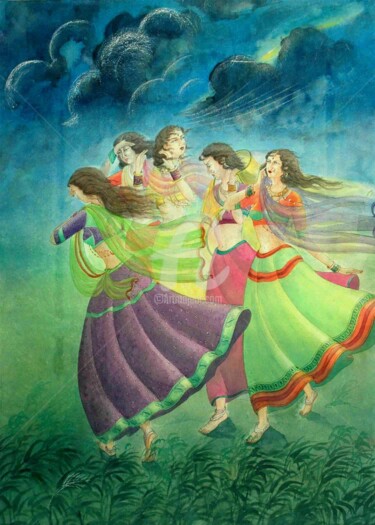 Painting titled "STROM I" by Suddha Sama, Original Artwork, Watercolor