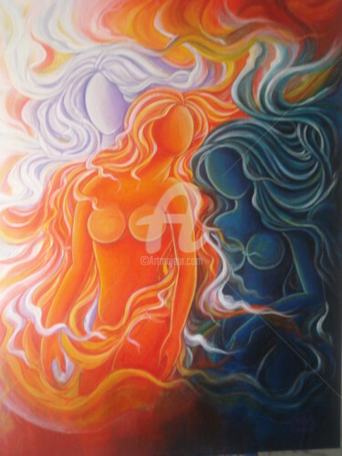 Painting titled "Virtuous Three 1" by Suddha Sama, Original Artwork, Acrylic Mounted on Wood Stretcher frame