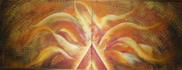 Painting titled "FIRE" by Suddha Sama, Original Artwork, Oil Mounted on Wood Stretcher frame