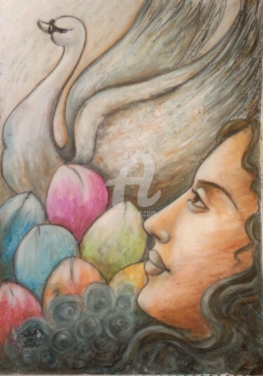 Drawing titled "-BEYOND ILLUSIONS" by Suddha Sama, Original Artwork, Pastel