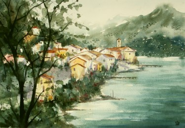 Colonno (Lago di Como) Painting titled "Colonno (Lago di Co…" by Tito Fornasiero, Original Artwork, Watercolor