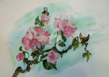 Painting titled "Цветущая ветка" by Tatiana Gerasimova, Original Artwork