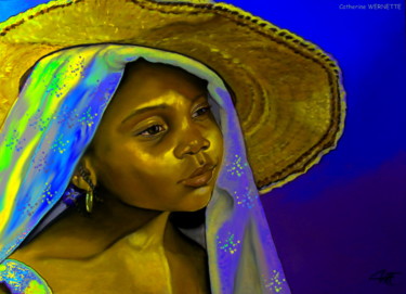 Digital Arts με τίτλο "JOSEPHINE, douce mé…" από Catherine Wernette, Αυθεντικά έργα τέχνης, Ψηφιακή ζωγραφική