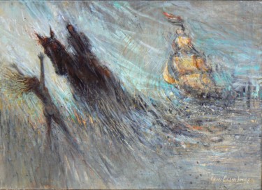 Painting titled "Nostalgie des Temps…" by Henri Eisenberg, Original Artwork, Acrylic Mounted on Wood Stretcher frame